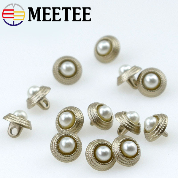 Meetee Metal Shirt Pearls Burtton for sweater white dress decoraion Wholesale Diamonds Buttons 10mm clothing Sewing Accessories