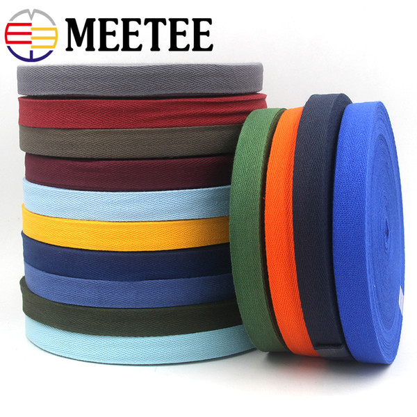 Meetee 2cm Polyester Cotton Webbings High Tenacity Belt Bag strap Ribbon Sewing Bias Binding Tape DIY Crafts Accessories KY894