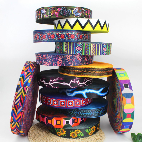 Meetee 5cm Eco-Friendly Nylon Ethnic Embroidered Webbings Bag Strap Sewing Webbing Tape DIY Garment Clothing Accessories C5-22