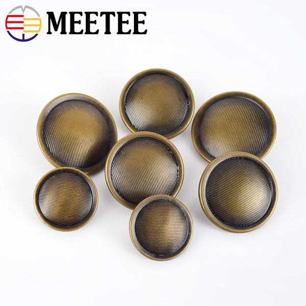 Meetee Brass Button Striped Smooth Edges Metal Round Buttons Coat Light Stripe Suit Buttons Buttoned B3-20