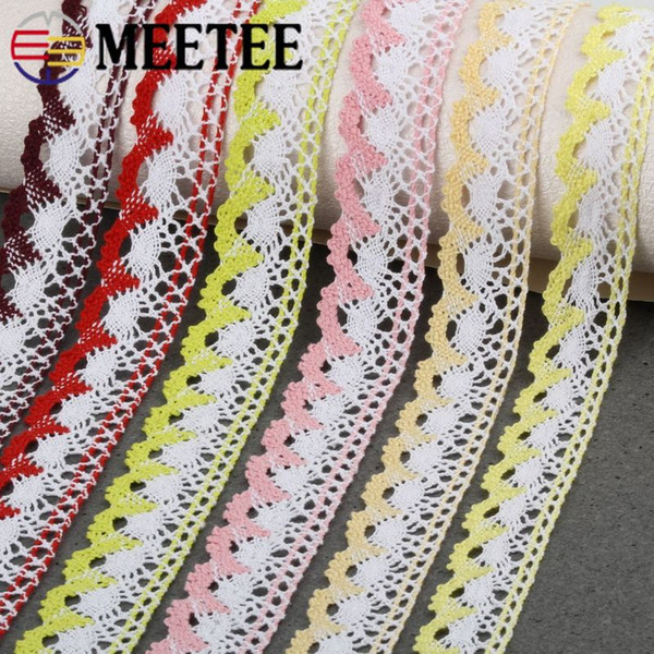 Meetee 27/30/33mm Colorful Cotton Lace Webbing Ribbon DIY Hand Sewing Collar Clothing Home Textile Decorative Accessories BD497