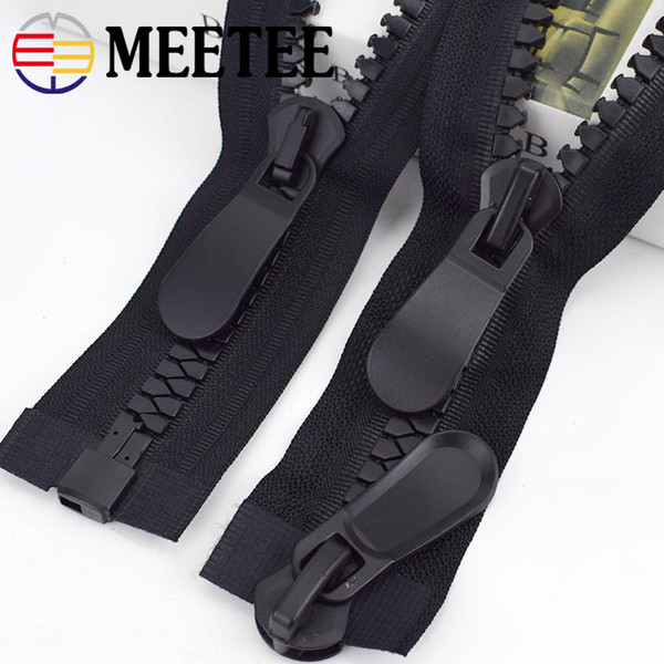 Meetee 8# Double-open Resin Zipper 70/80/90/100/120/150cm Long Zipper Down Jacket Coat Double Sliders for Sewing Clothing Accessory AP097