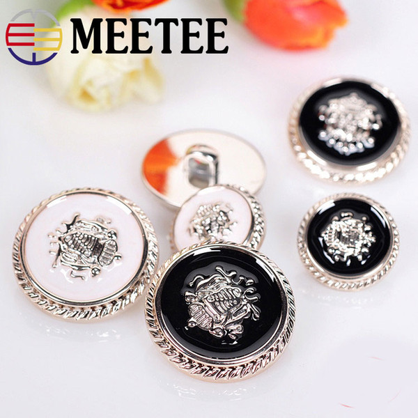 Meetee Classic Fashion Black White Metal Button 15 18 21 25mm Clothing Accessories DIY Handmade Sewing Materials C3-3