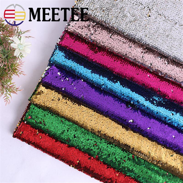 MEETEE 5cm double-sided sequined embroidery fabric stage cloth Tide equipment dress multiple colour decorative accessories ZK999