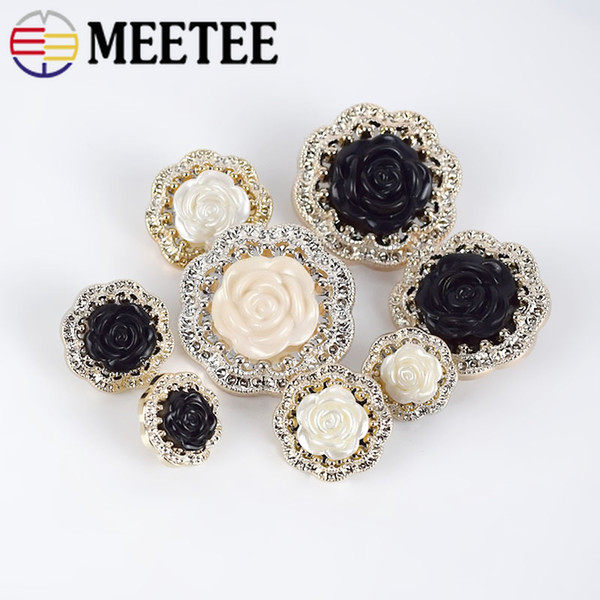 Meetee Flower Resin Button for Women Coat Plastic Black Buttons Sewing Suit Sweater Decorative clothing DIY Accessories B2-1