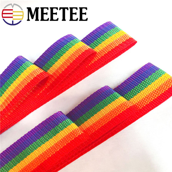 Meetee Webbing Strap Multi-color Backpack Pet Label Ribbon for Luggage Belts Bags Handles Waist Belt DIY Gift Wrapping