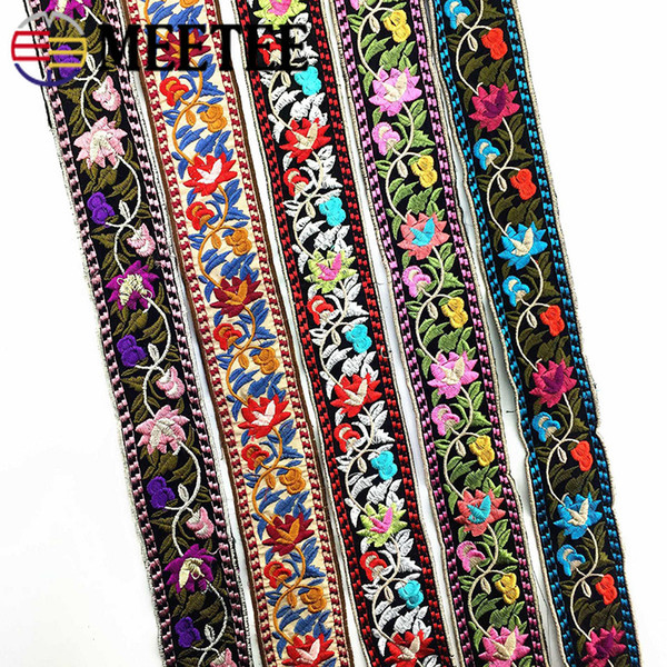 Meetee Retro Embroideried Webbings Ethnic Sewing Ribbons For Bag Strap Decorative Lace Trim Tapes DIY Garment Accessories