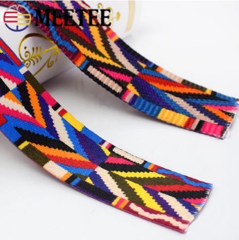 Meetee 38/50mm Ethnic Jacquard Webbing Bag Belt Ribbon for DIY Home Textile Clothing Belt Decor Sewing Accessories BD385