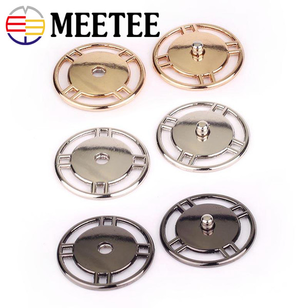 Meetee Metal Alloy Snap Button Fashion Round Hollow Out Buckle High-grade Invisible Button DIY Coat Clothing Accessories CR203