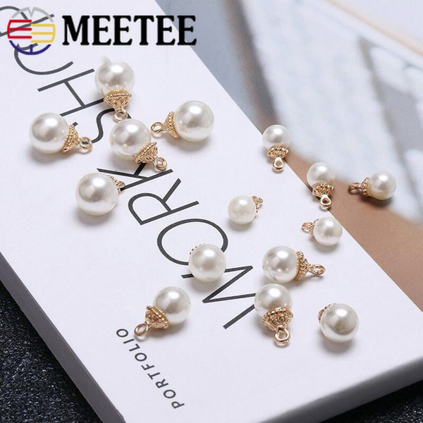 Meetee 10mm Exquisite Pearl Button Fashion Jewelry Hang Buckle DIY Bag Shirt Earrings Hand Garment Sewing Decoration Accessories CN003