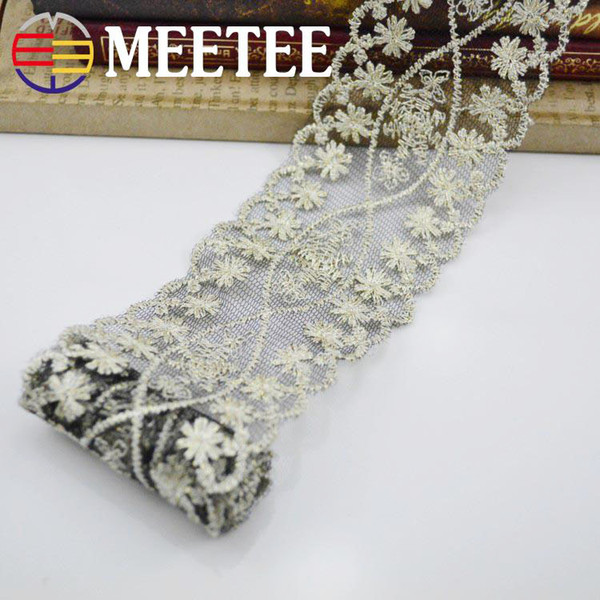 Meetee Water Soluble Lace Wedding Light Gold Silk Embroidery DIY Garment Skirt Accessories Wide 5.7cm ZK758