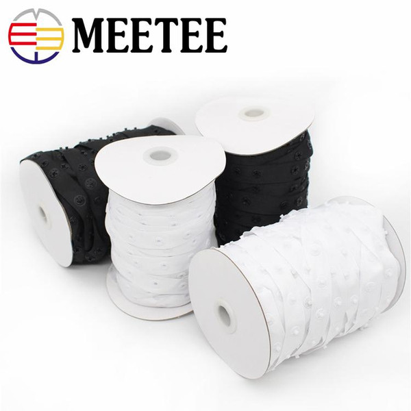 Meetee Invisible Buckles Strap White Black Snap Fastening Buttons Webbing for Baby People Clothes Accessories ZK201