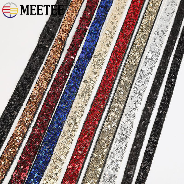 Meetee Embroidered Webbing 2cm Sequin Lace Ribbons Sewing Mesh Lace Fabric Trims DIY Dance Dress Decoration Accessories RC126