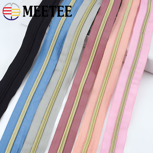 Meetee 5# Nylon Zipper Code Loading Zipper Gold Tooth Coil Zipper for Sewing DIY Open-End Bags Garment Accessories ZA030