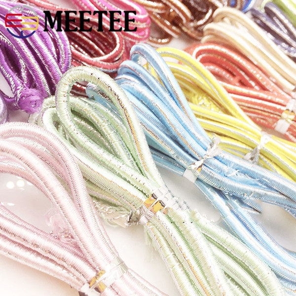 Meetee 3.5mm Colored Bright Silk Elastic Rope Round Elastic Rubber Band Cords Hair Accessories DIY Accessories EB022