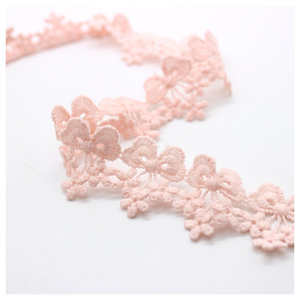 Meetee 3CM Pink Hollow Out Bow Flower Lace Decorate Embroidery Water-soluble Lace Clothing Home Textiles Accessories AP2462