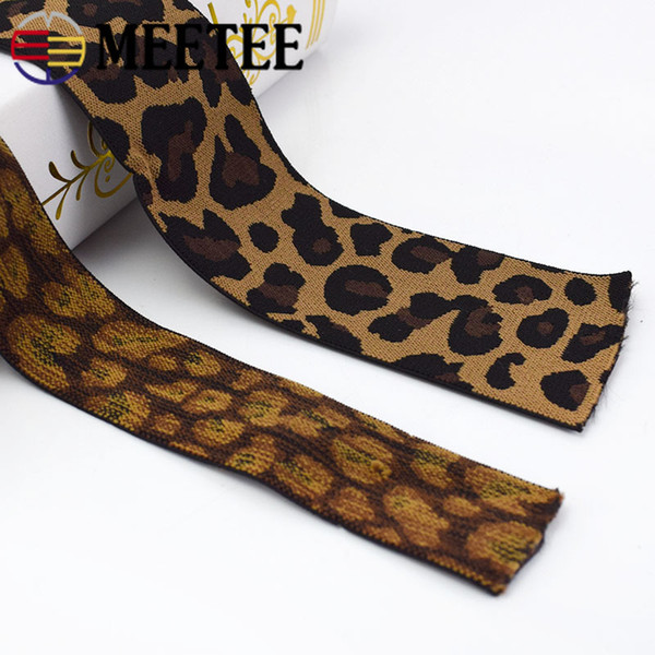 Meetee Fashion Leopard Printed Elastic Band Pants Waist Elastic Ribbon Webbings Bags Trousers Rubber Band DIY Sewing KY895