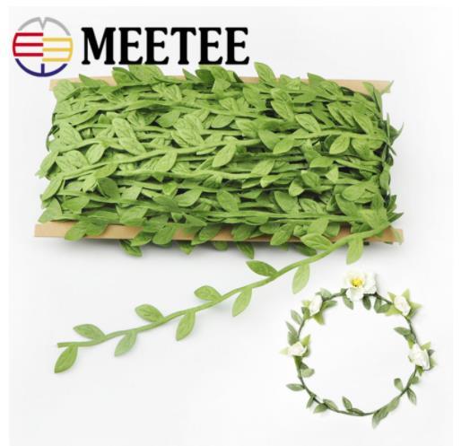 Meetee Green leaf rope ribbon gift Gift Package Ribbon cloth green cane leaves garlands decorative accessories