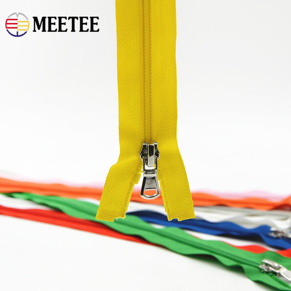 Meetee 5# Multicolor for bag 40cm Open-end Nylon Zippers Metal Zipper Pull For Garment DIY Sewing Craft accessory