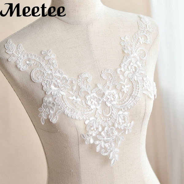 V-neck Lace Trim DIY Embroidered Applique For Wedding Dress Neckline Collar Sewing Craft Wedding Party Decoration KY2050