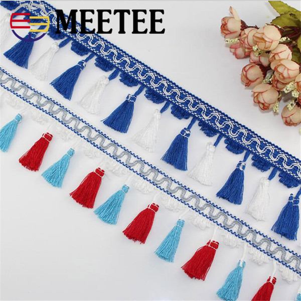 Meetee 7cm Colorful Broom Tassels Lace Ribbon For Clothing Macrame Cotton For Curtain home Textile Accessories