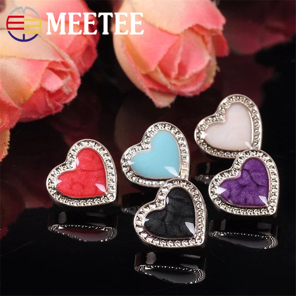 Meetee 12mm High-end ABS Button Fashion Casual Lady Sweater Shirt Buttons Decorative Colorful Heart Buckles ZK606