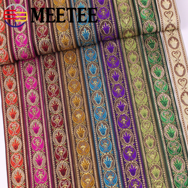 Meetee Jacquard Ribbon National Wind Color Lace Jacquard Ribbon Garment Decorate DIY Sewing Clothing Accessories ZK009