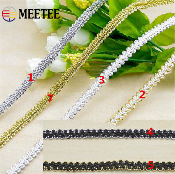 Meetee 0.8cm curtains Lace Trim for dress Gold Silver silk yarn Centipede Braided Ribbon DIY Clothing Accessories