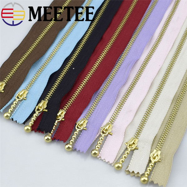 Meetee 3# Golden 20cm Zipper Close-end Metal Zip Closure for Sewing Repair Kit Tools Garment Purse Bags Accessories A4-16