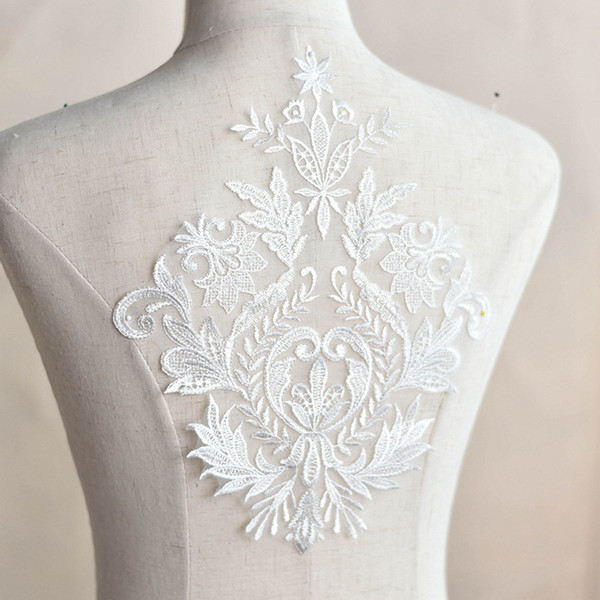 MEETEE French lace fabric Ivory white embroidered applique High-end wedding dress accessories DIY Handmade applique craft FZ025