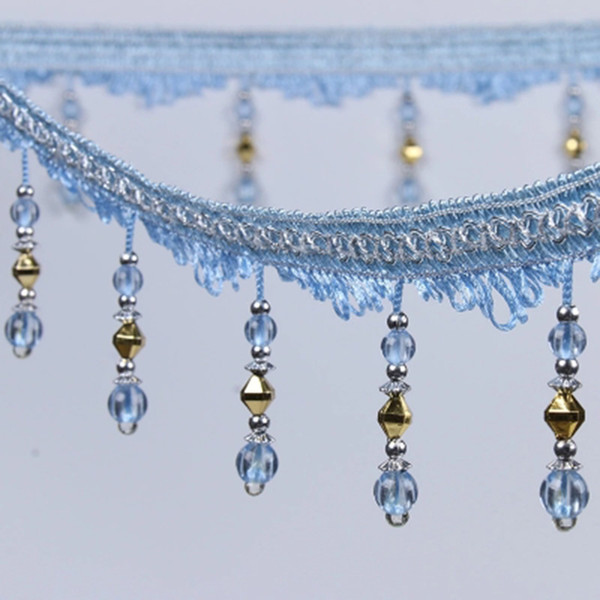 Meetee 9cm Width Curtains Lace Crystal Beads Tassel Trim Fabric Ribbon Decorative Pendant Home DIY Curtain Accessories