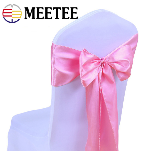 Meetee 275*18cm Colorful Satin Silk Chair Cover Tie Diy Grosgrain Ribbon For Package Wedding Party Decoration Handmade Craft