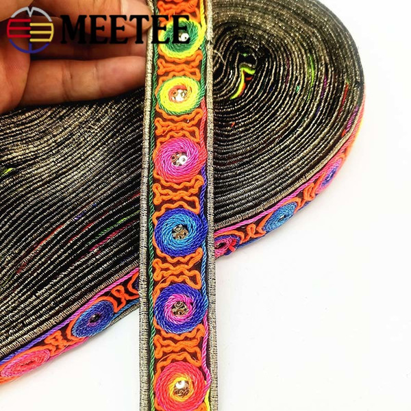 Meetee Fashion Sequin Lace Trims For Clothes Bag Embroideried Lace Ribbons Jacquard Webbing DIY Garment Decorative Accessories