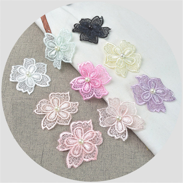 Meetee organza Lace Embroidery Cloth Flower Repair Patch For Dress 4.5cm Wedding Curtains Decoration home Accessories