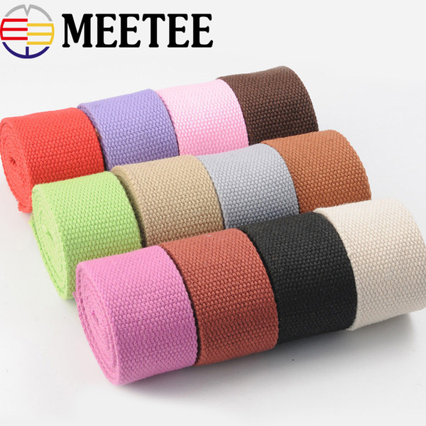 Meetee 38mm Wide 2mm Thick Polyester Cotton Webbings Bag Backpack Strap Belt Canvas Ribbon Bias Binding Tape DIY Sewing accessories