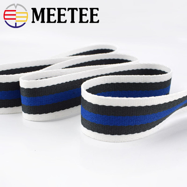 Meetee 1.4mm*38mm Polyester Cotton Webbing Stripe Ribbon for Bag Strap Belt Tape DIY Garment Sewing Accessory RD028