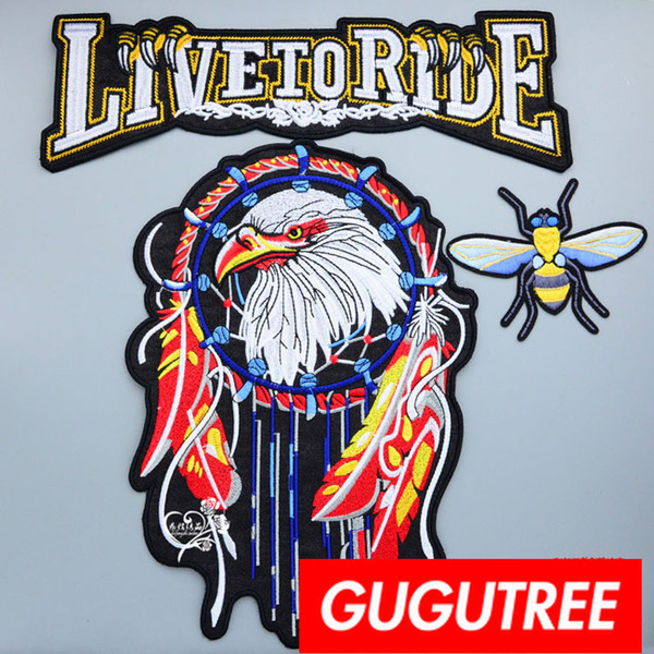 GUGUTREE embroidery big patches eagle patches badges applique patches for clothing BP-789