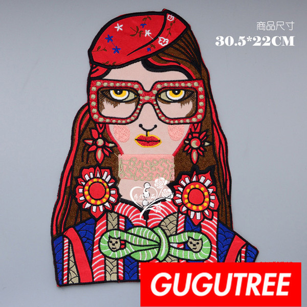 GUGUTREE embroidery big patches woman patches badges applique patches for clothing BP-802