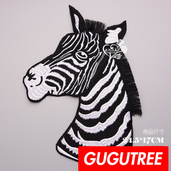 GUGUTREE embroidery big patches Zebra patches badges applique patches for clothing BP-877