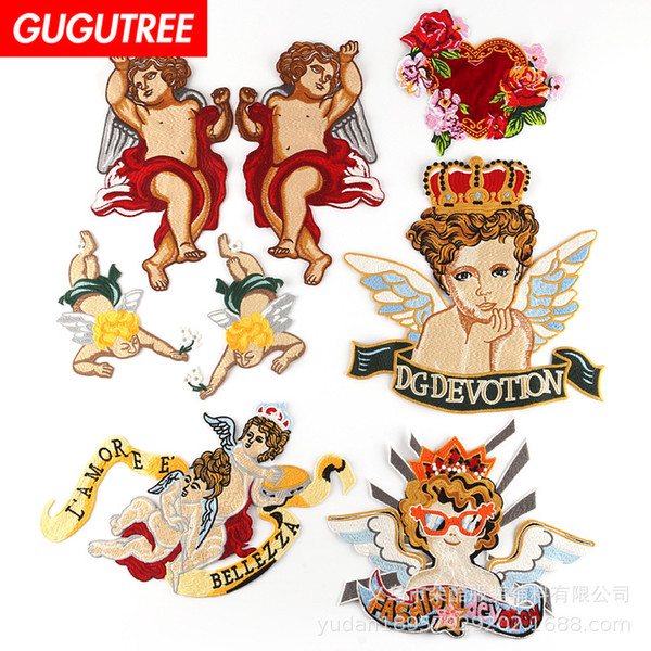 GUGUTREE embroidery big patches angle patches badges applique patches for clothing BP-613