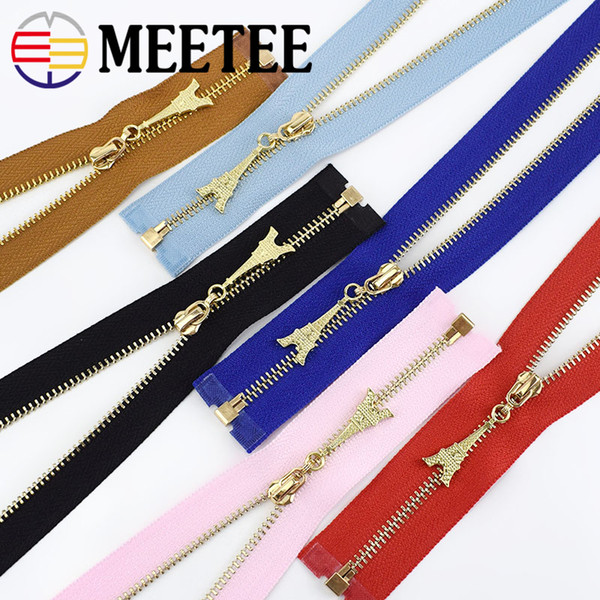 Meetee 3# Metal Zipper Open End 40/50/60/70cm DIY Zip for Sewing Bags Purse Down Jacket Skirt Clothing Accessory ZA042