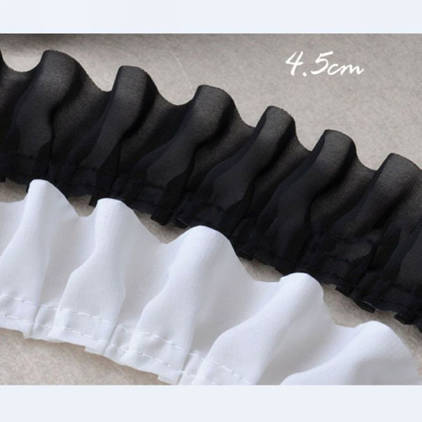 Ruffled Chiffon Lace Trim Black Fabric Sewing Lace Decoration Soft Tulle Lace Fabric 44 Yds./lot CHEAPEST