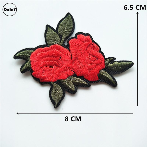 10 Pcs/lot Roses Flowers Parches Embroidered Iron On Patches For Clothing Diy Motif Stripes Clothes Stickers Custom Badges @Q As Picture