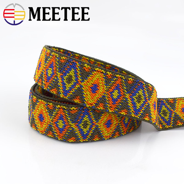 Meetee 25mm Jacquard Elastic Bands Rubber Band Webbing Pants Binding Tapes Skirt Bags DIY Sewing Crafts EB129