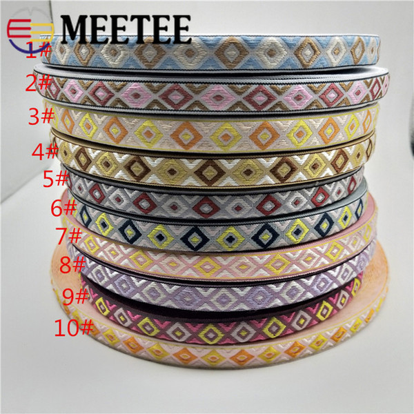 Meetee 13mm Jacquard lace Embroidered Webbing ribbon DIY garment accessory bag belt sewing craft material RD012