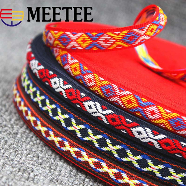 Meetee Polyester Jacquard Webbing Ribbon width 12 mm Backpack Strap Webbing Ribbon Hats Decorative Fabric Sewing Tape Bias Accessories