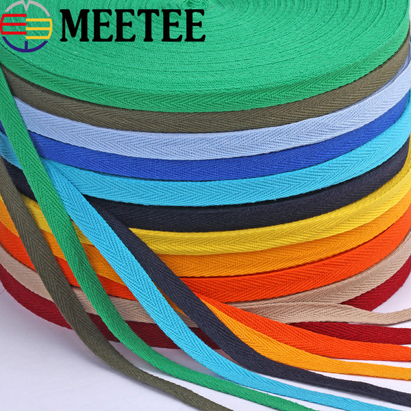 Meetee 1cm Cotton Webbings High Tenacity Belt Bag Lable Ribbon Sewing Tape Bias Binding DIY Clothing Accessories