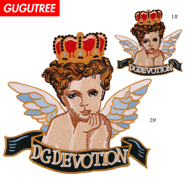 GUGUTREE embroidery big patches angel patches badges applique patches for clothing BP-701