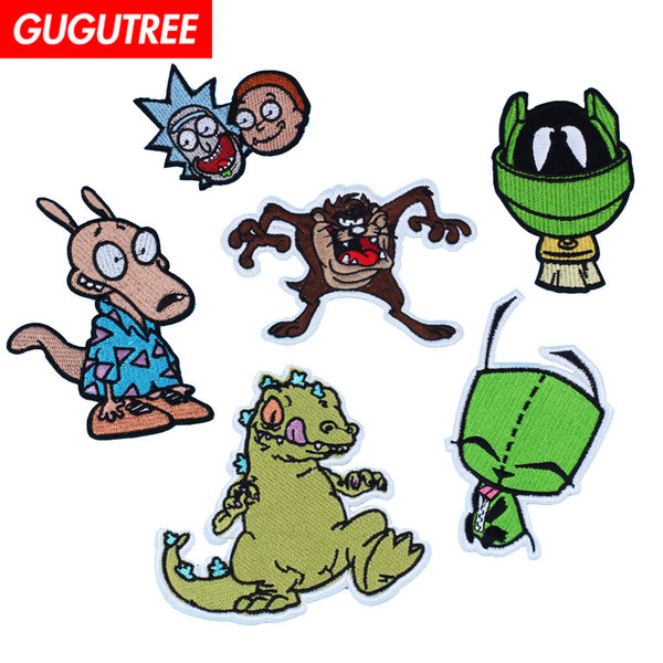 GUGUTREE one set 6piece embroidery extra-terrestrial patches monster patches badges applique patches for clothing