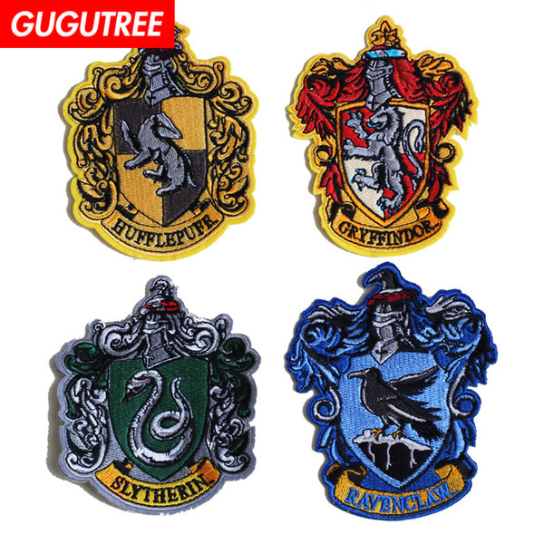 GUGUTREE embroidery harry potter patches family patches badges applique patches for clothing